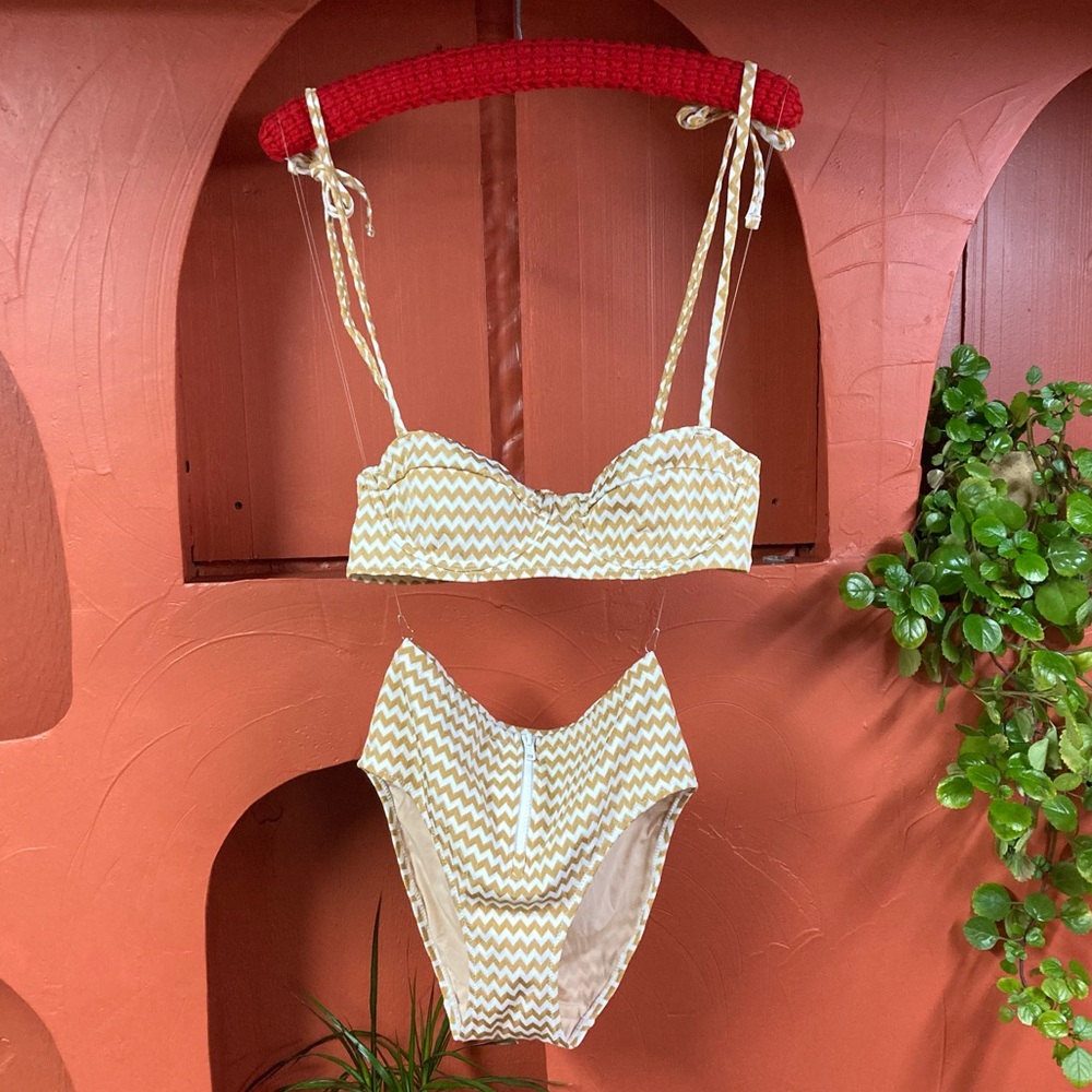 Lonely Label Retro Gold Zip Bikini Small